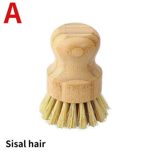 Bamboo Dish Scrub Brush Soap Dish Kitchen Wooden Dish Scrubber Cleaning Brush for Washing Dish Cast Iron Pan Pot